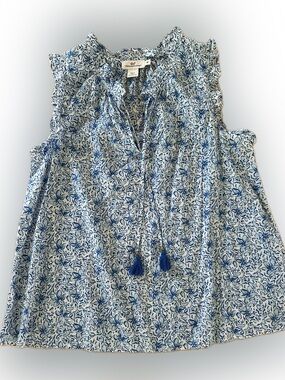 VINEYARD VINES Floral Ruffle-trim w/Tassel Tank Top; EUC, Sz. M